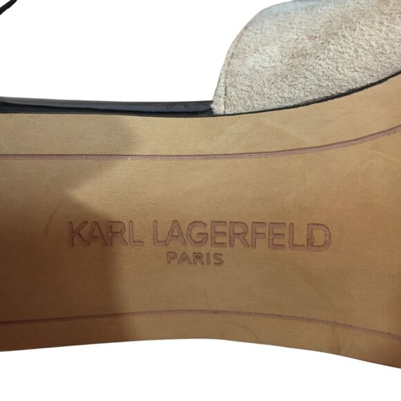 Karl Lagerfeld Paris Hettie Tan Suede Heel Mules Womens 8 Tassel - Picture 3 of 14